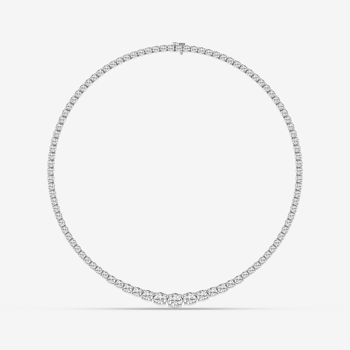 Additional Image 3 for  20 ctw Round Lab Grown Diamond Four Prong Graduated Tennis Necklace